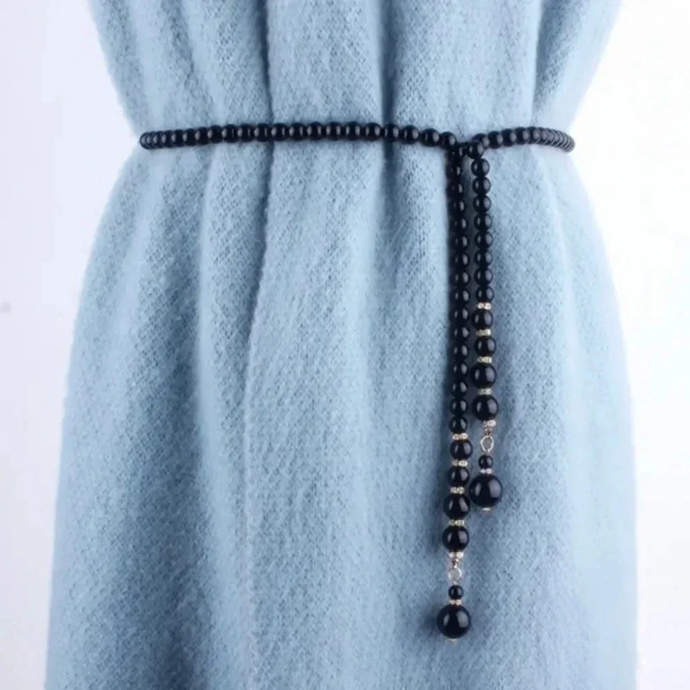 Fashion Women Long Rhinestone Pearl Belt Chain
